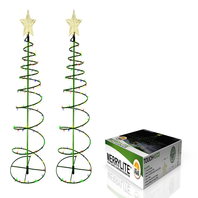 Touch of ECO 2 ft. Outdoor Solar PreLit LED Spiral Christmas Tree